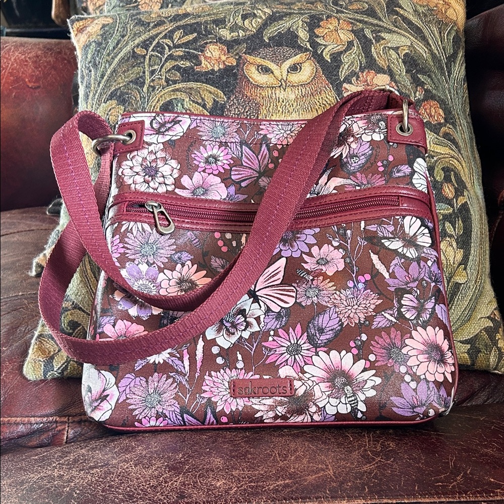 Sakroots maroon Floral Crossbody Bag
